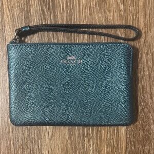 Coach Metallic Teal Wristlet
